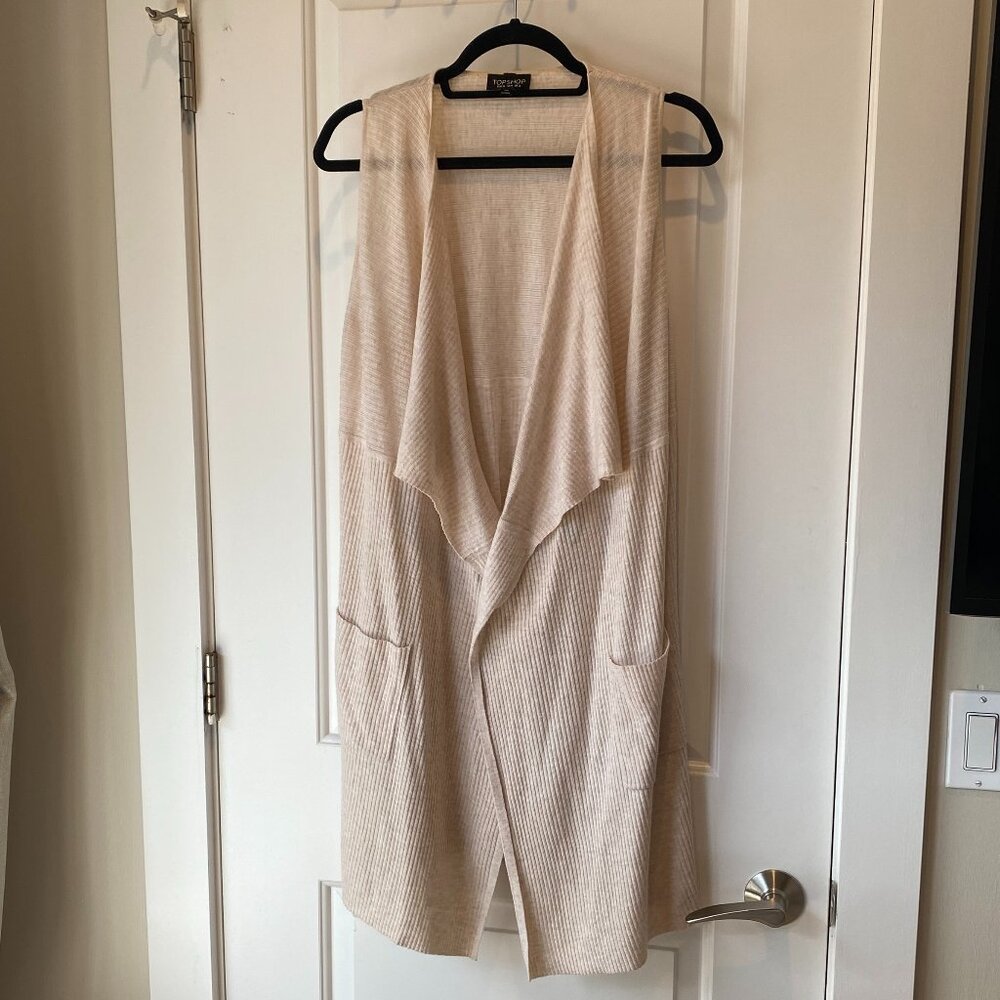 Topshop Womens Sleeveless Cardigan Beige Size 4